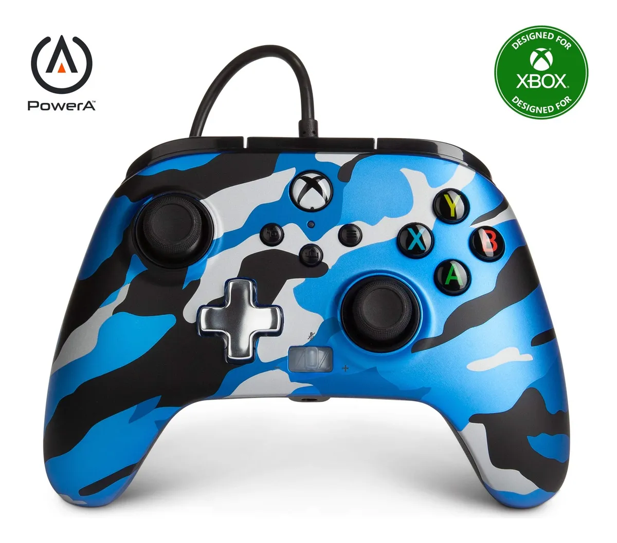 Control Alámbrico Mejorado para Xbox Series X/S - Diseño Azul Camo, Conexión Estable, Compatible con Consolas Xbox y PC, Rendimiento Superior