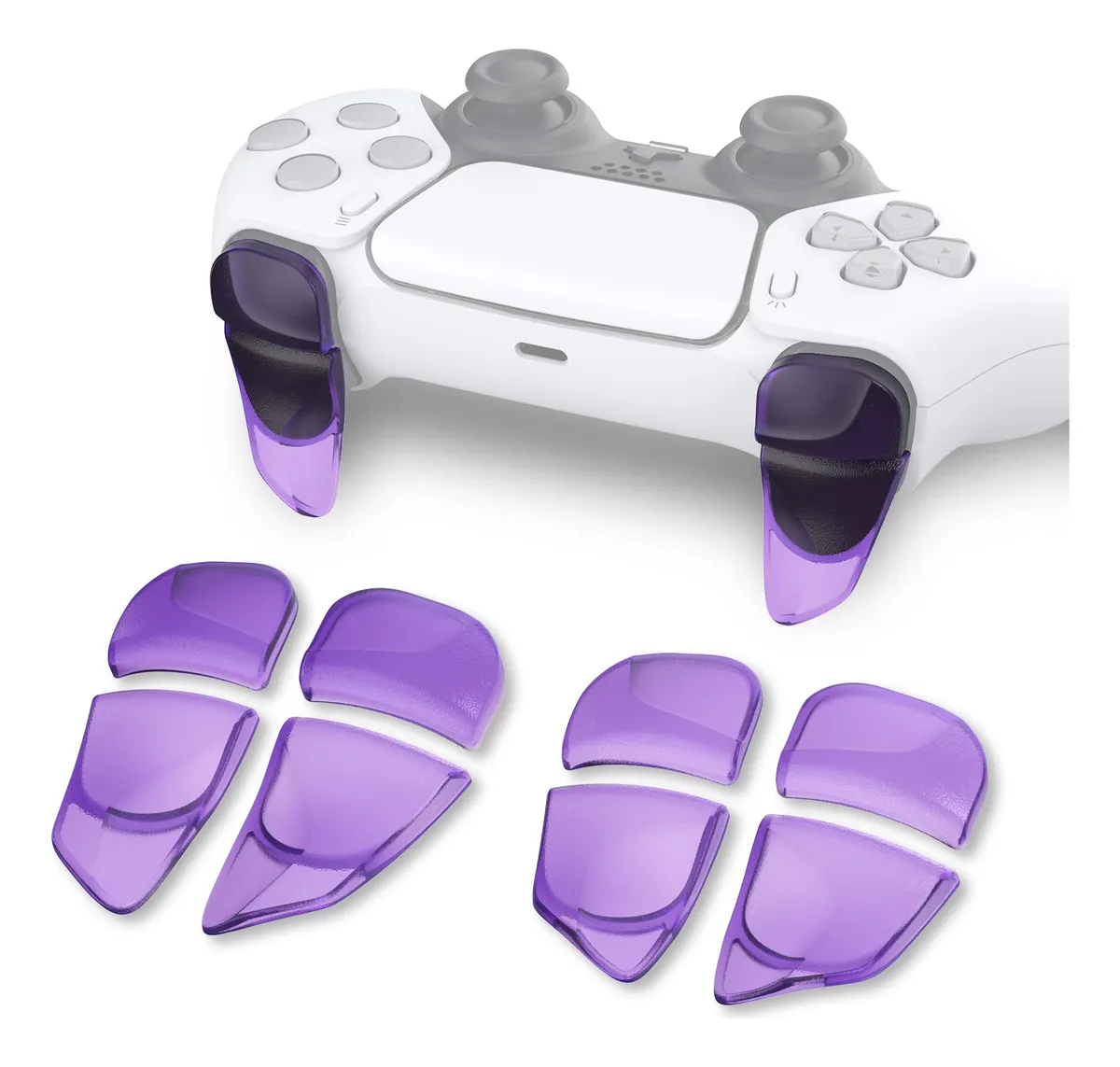 2 Pares Extensores Gatillo para PS5, Color Púrpura Claro, Mejora Tu Experiencia de Juego y Precisión en el Control - Accesorios Gaming Esenciales