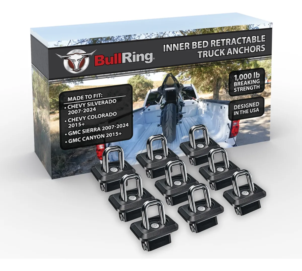 Anclajes Laterales para Caja - Kit 9 Piezas - Silverado Sierra - Refuerzo y Seguridad para Carga - Uso Rudo