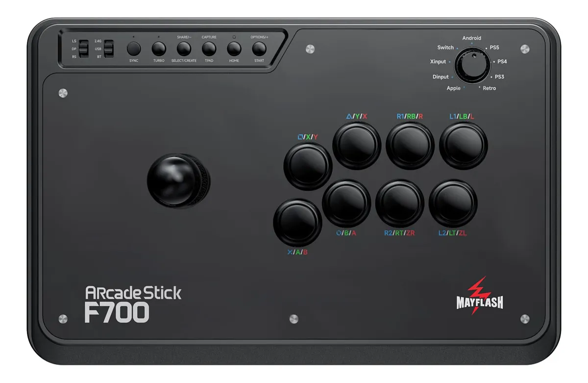 Joystick Arcade Mayflash F700 para PS5, PS4 y Nintendo Switch - Conexión Bluetooth Inalámbrica y Profesional para Juegos de Lucha | Control de Alta Precisión