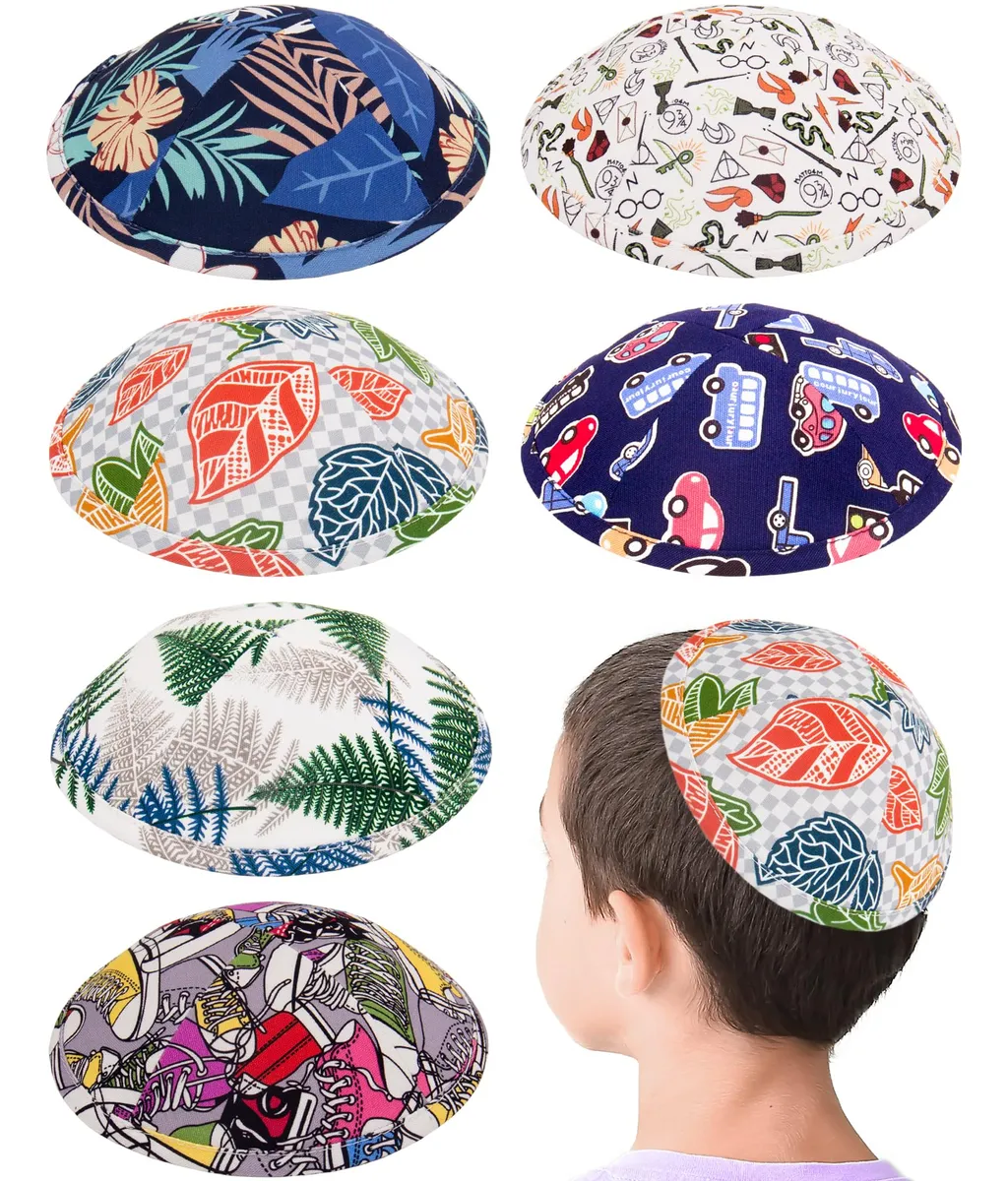 Pack 6 Kipá Infantil y Juvenil Colores Mixtos - Varios Tamaños para Niños y Jóvenes - Adorno para Celebraciones Religiosas y Eventos Especiales