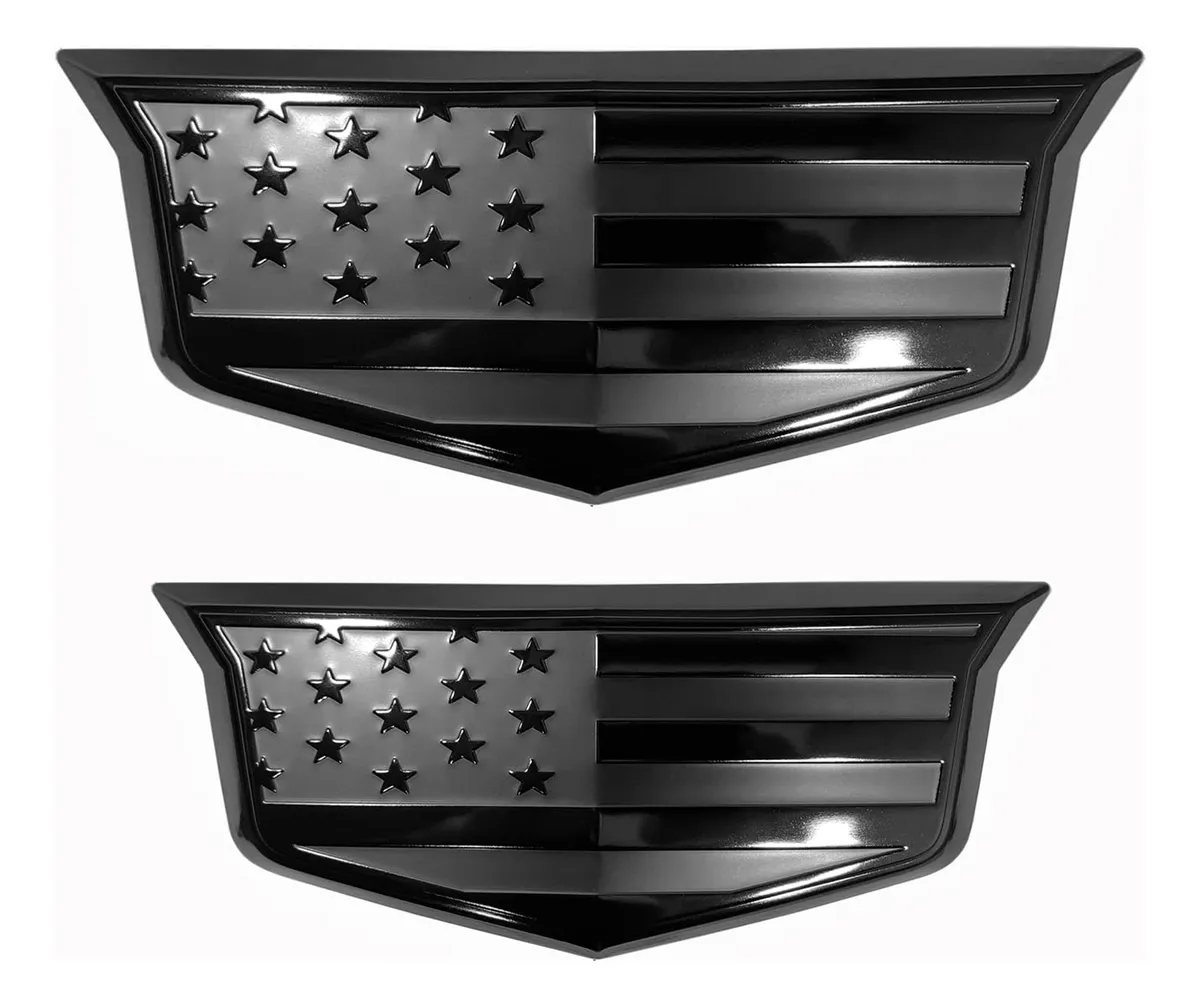 Juego de Emblemas Bandera Negra Americana en Aluminio 3D para Personalización de Vehículos - Estilo Exclusivo - Duradero y Resistente a la Intemperie - Adhesivo Fuerte