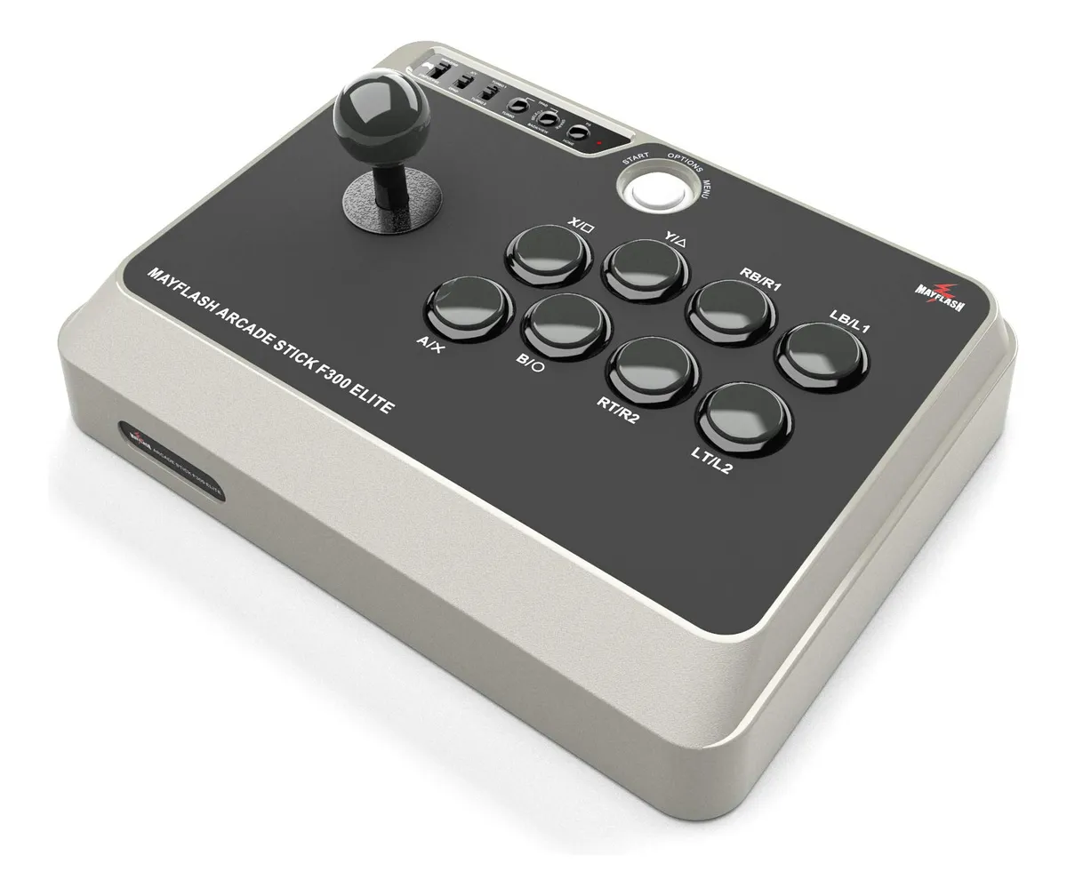 Arcade Stick F300 Elite: Joysticks y Botones Sanwa Profesionales para Consola - Combate y Experiencia Arcade Suprema - Negro y Gris