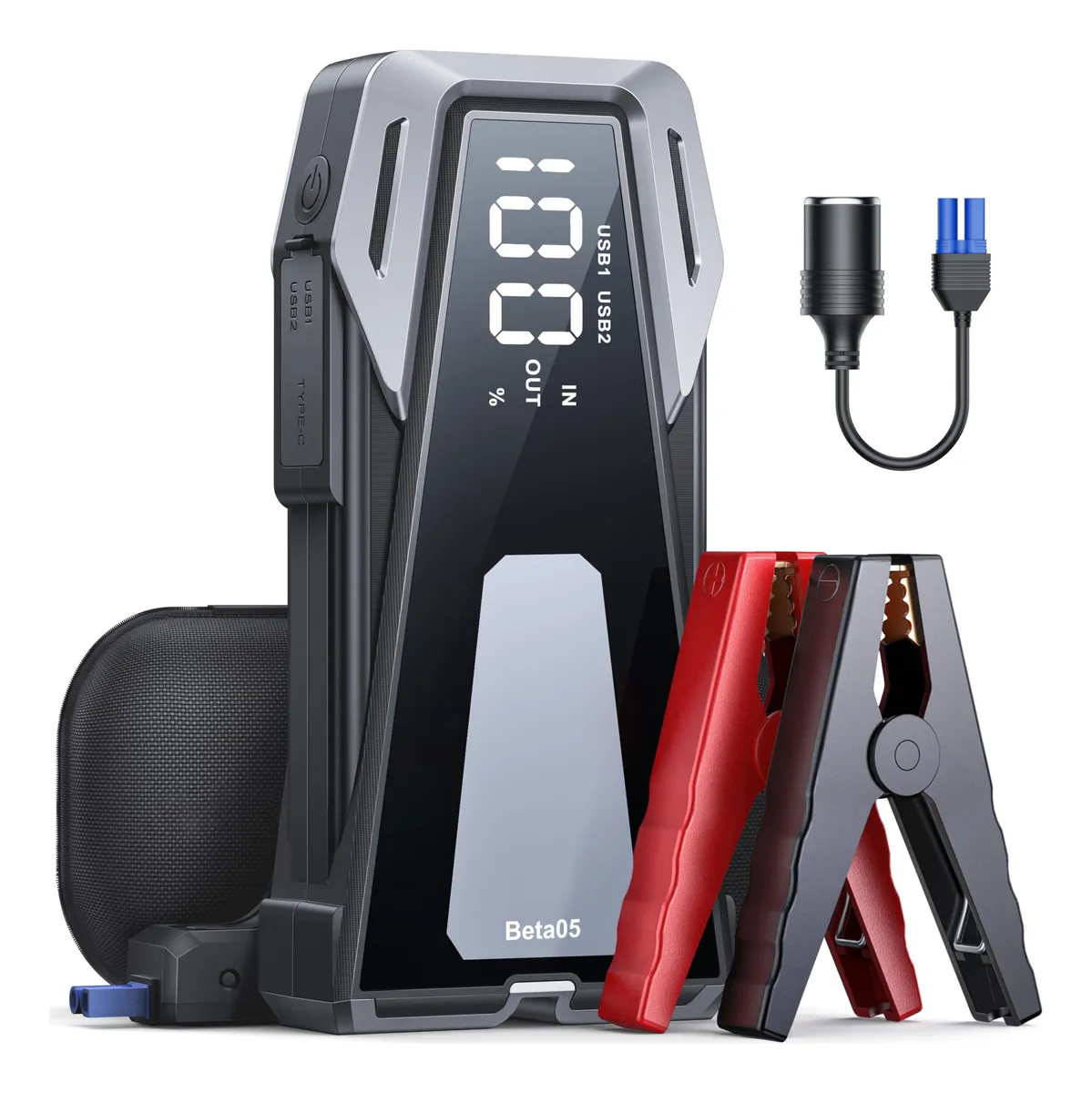 Arrancador de Batería 4000A Portátil 12V con Cables de Arranque - Solución de Emergencia Potente para Coche y Moto