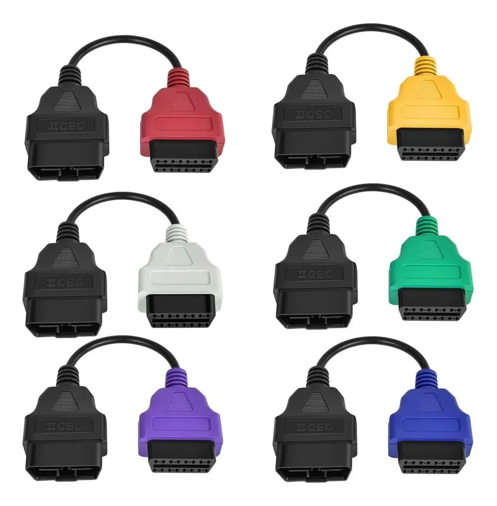 Adaptador OBD2 Profesional 6 Colores para Diagnóstico y Escaneo ECU de Vehículos | Herramienta Avanzada para Mecánica Automotriz