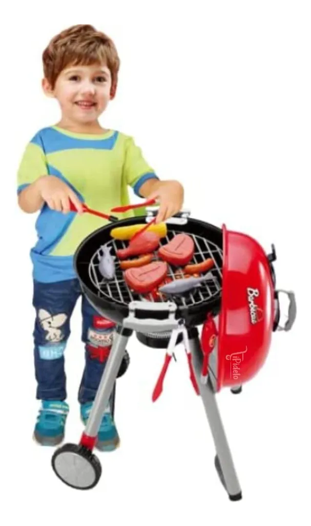 Cocina Grill Juguete con Luz y Sonido para Asar Carne - Juego Divertido Rojo para Niños