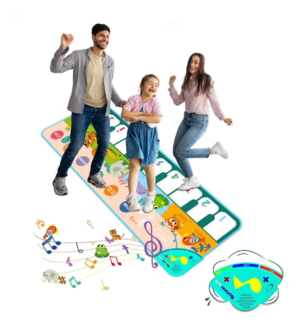 Alfombrilla Musical De Piano Infantil Para Niños - 5 Modos Divertidos y 8 Sonidos Musicales - Azul