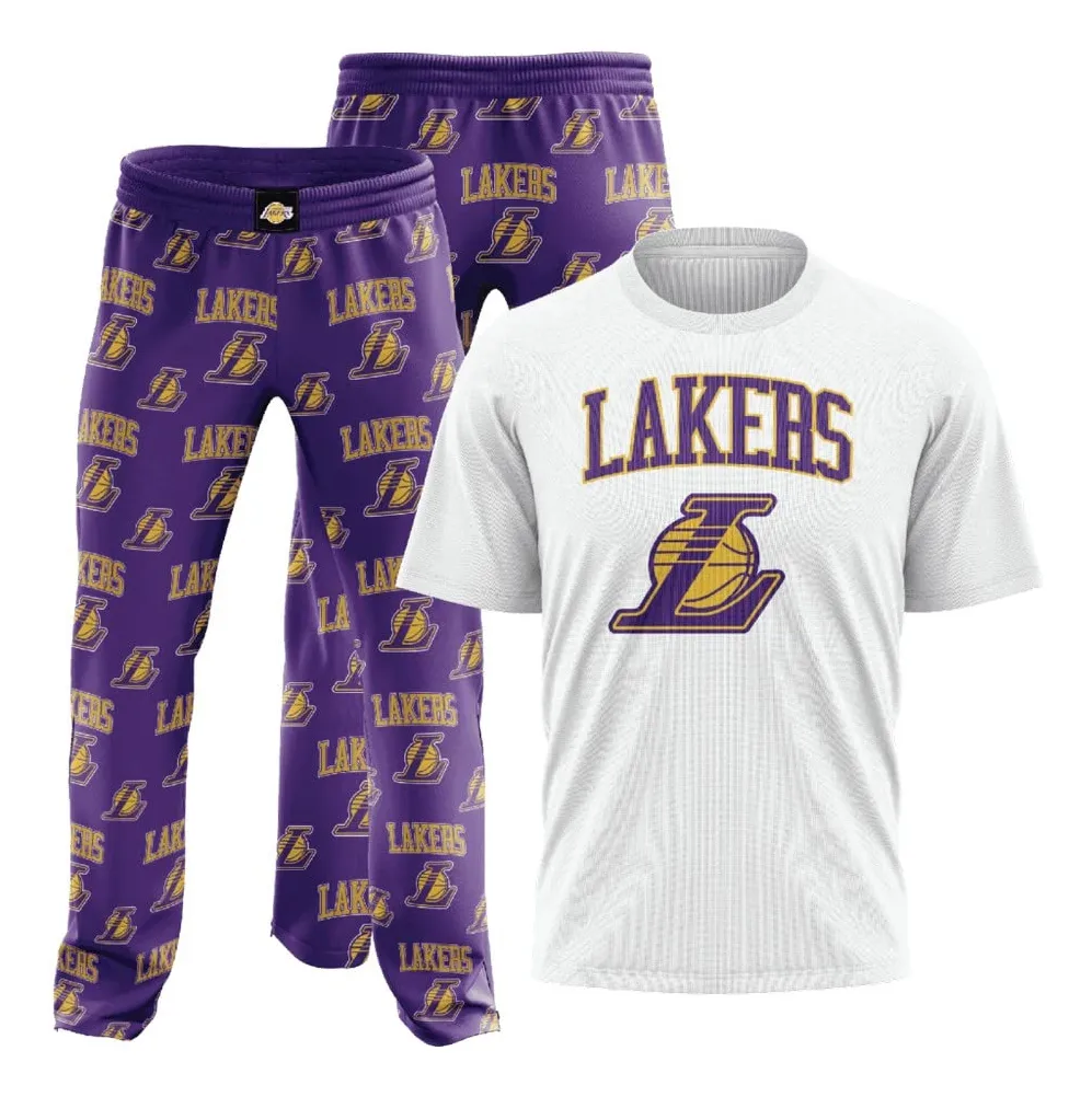 Pijama Morado Oficial NBA Lakers para Adultos - Cómodo y Duradero - Talla Única - Ideal para Fans del Baloncesto | Ropa de Dormir Deportiva