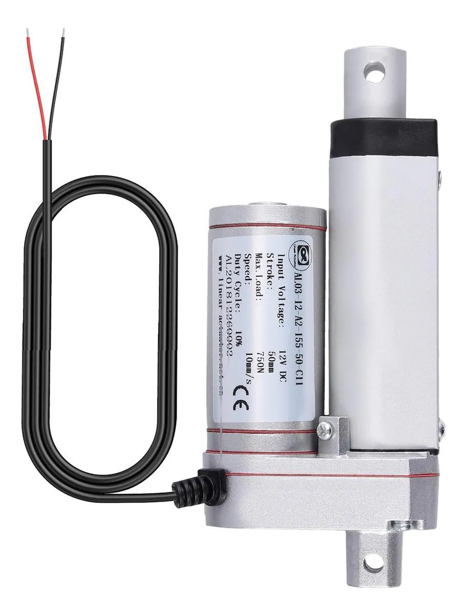 Actuador Lineal 50mm 750N 12V para Vehículos - Movimiento Preciso y Potente - Resistente - Color Versátil