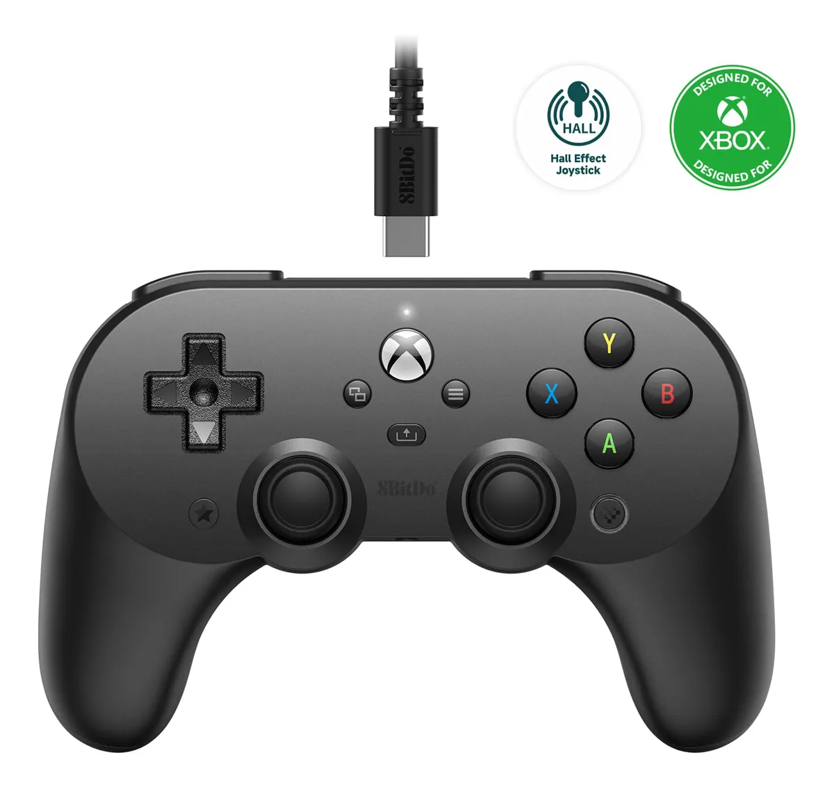 Control Alámbrico 8BitDo Pro 2 para Xbox y Windows en Negro - Precisión Profesional para Juegos y Emulación - Experiencia Inmersiva
