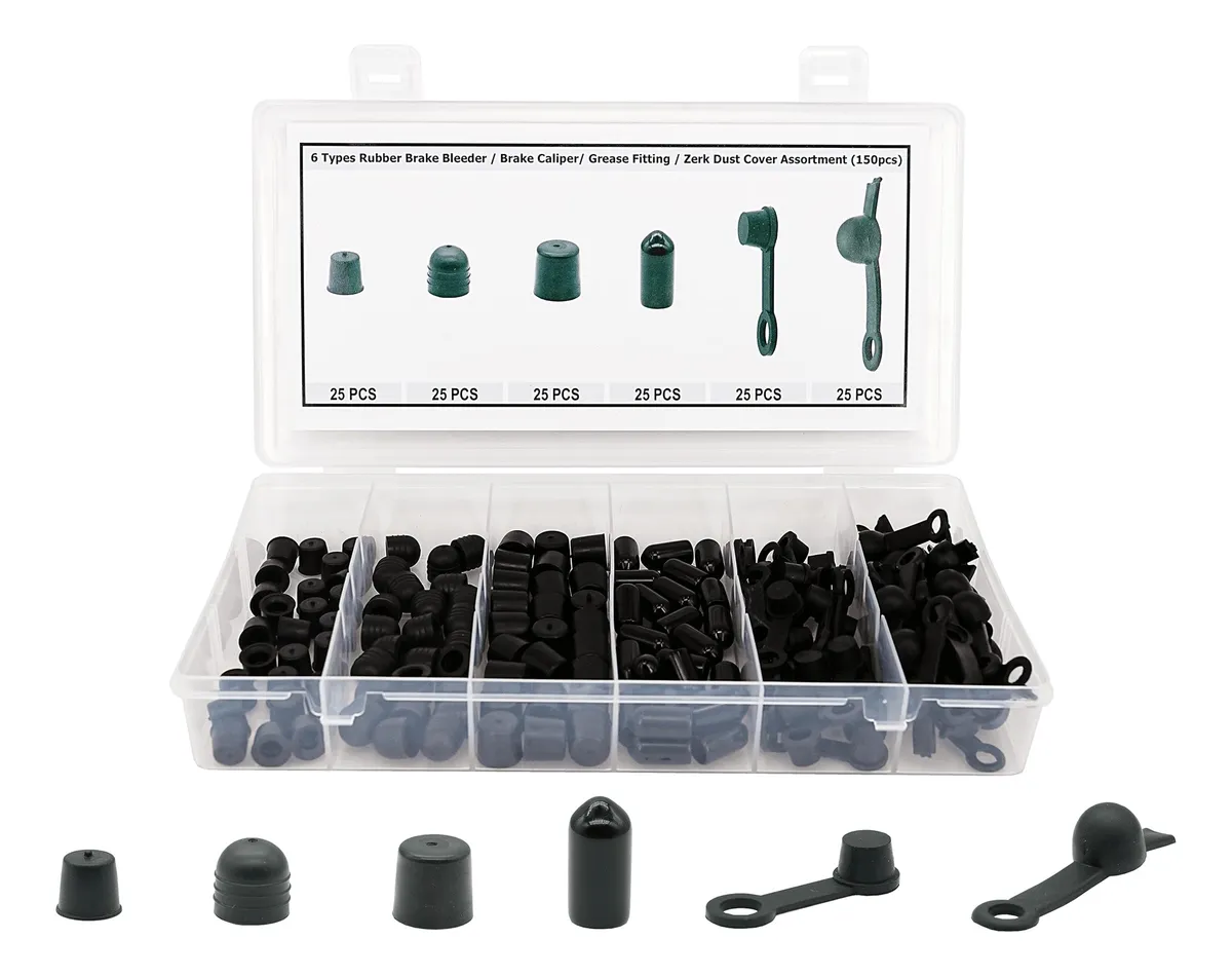 Pack 150 Tapones de Goma para Purga de Freno, Surtido de Colores para Sistemas de Frenos, Accesorios Universales para Vehículos, Herramientas de Mantenimiento Automotriz