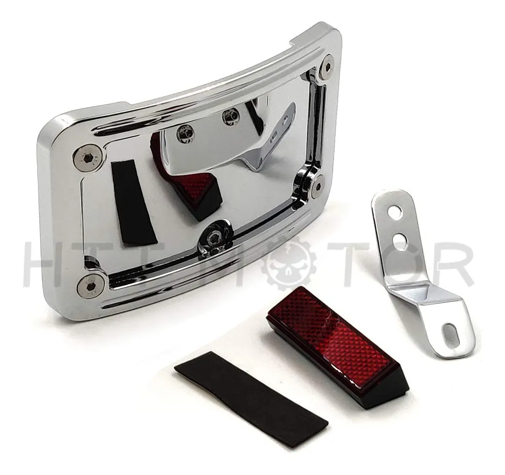 Soporte Curvado Cromado para Placa de Licencia Harley Davidson - Accesorios para Motocicletas - Estilo Clásico Personalizado