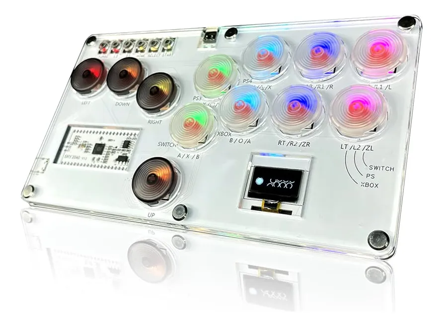 Mando Hitbox Arcade Leverless Profesional para PS3, PS4, PC y Nintendo Switch | Control Arcade Personalizable con Turbo para Fighting Games