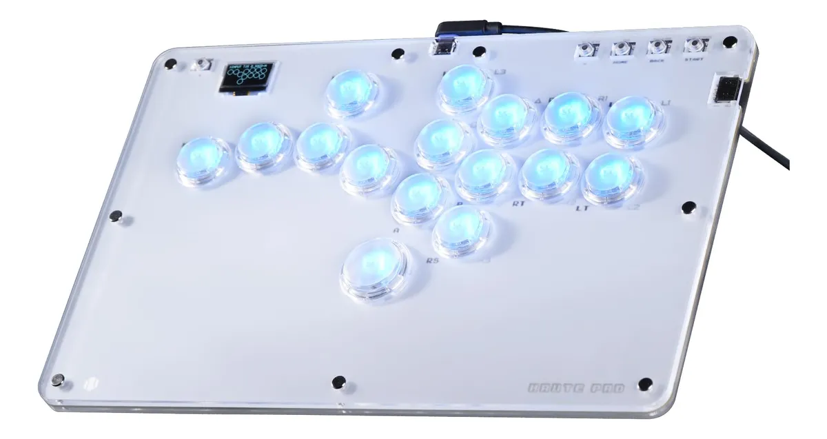 Controlador Arcade R16 Rims Rosa 16 Teclas RGB - Experiencia de Juego Retro Profesional con Diseño Personalizable y Colores Vibrantes