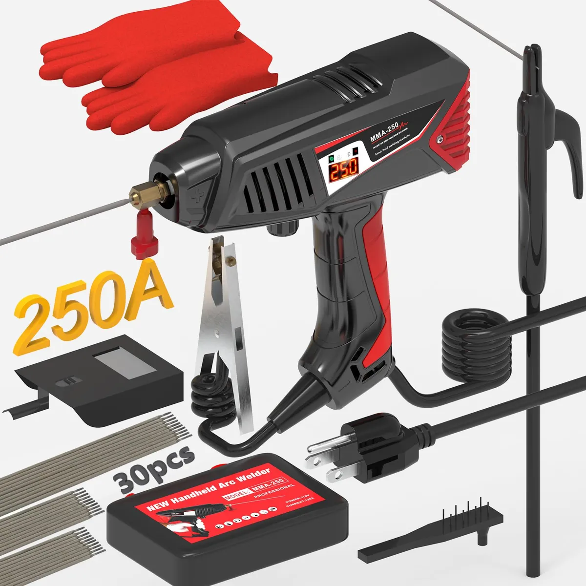 Pistola Soldadora Portátil 110V 20-250A con Pantalla Digital - Soldadura Precisa y Versátil para Todo Tipo de Proyectos
