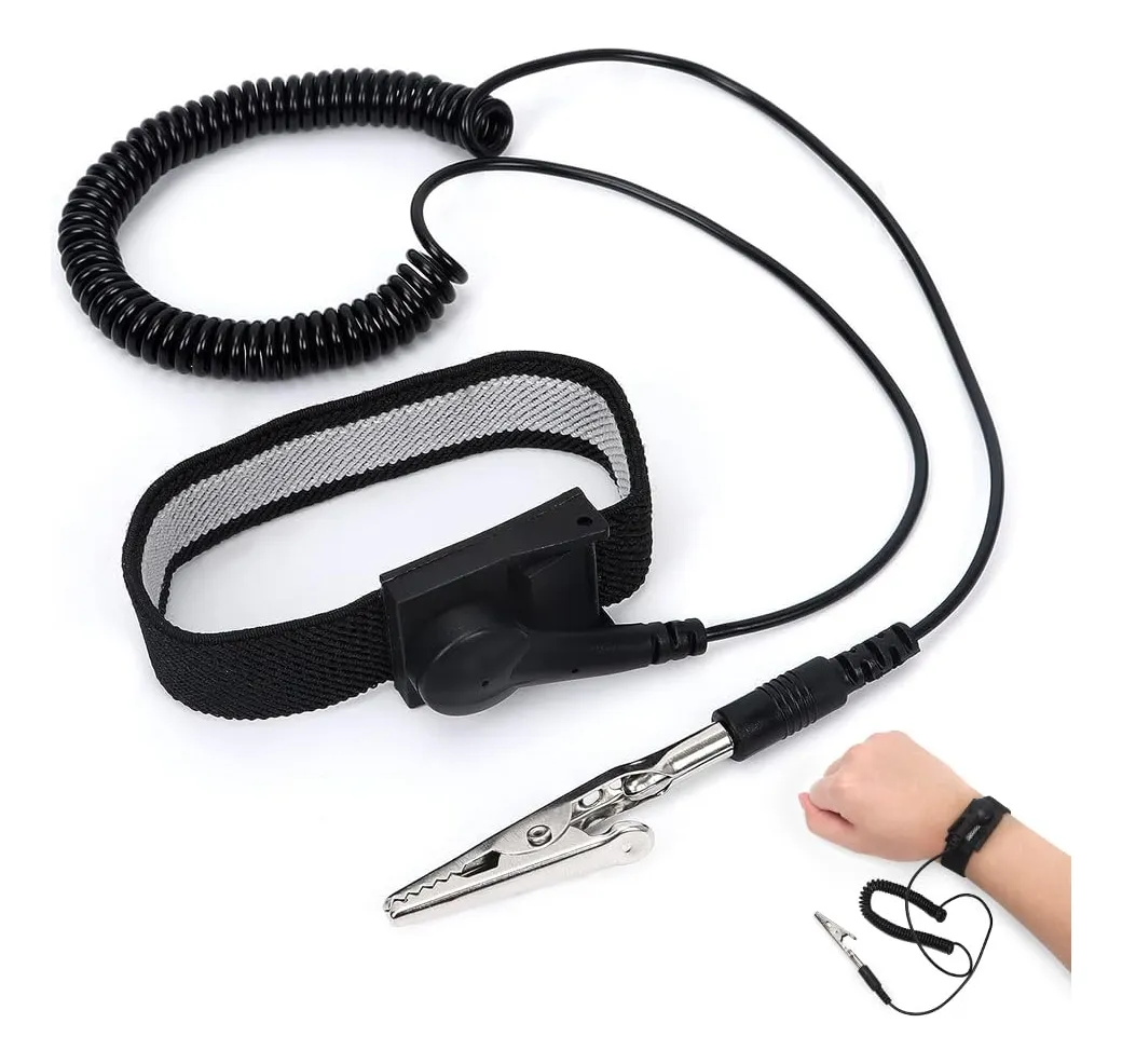 Pulsera Antiestática Profesional ESD con Correa de Muñeca Giratoria 360° de 1.8m - Protección Segura contra Descargas Electrostáticas