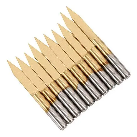 10 Piezas Bits de Tallado de Titanio 3.175mm para Router CNC, Fresado Preciso para Madera y Plástico