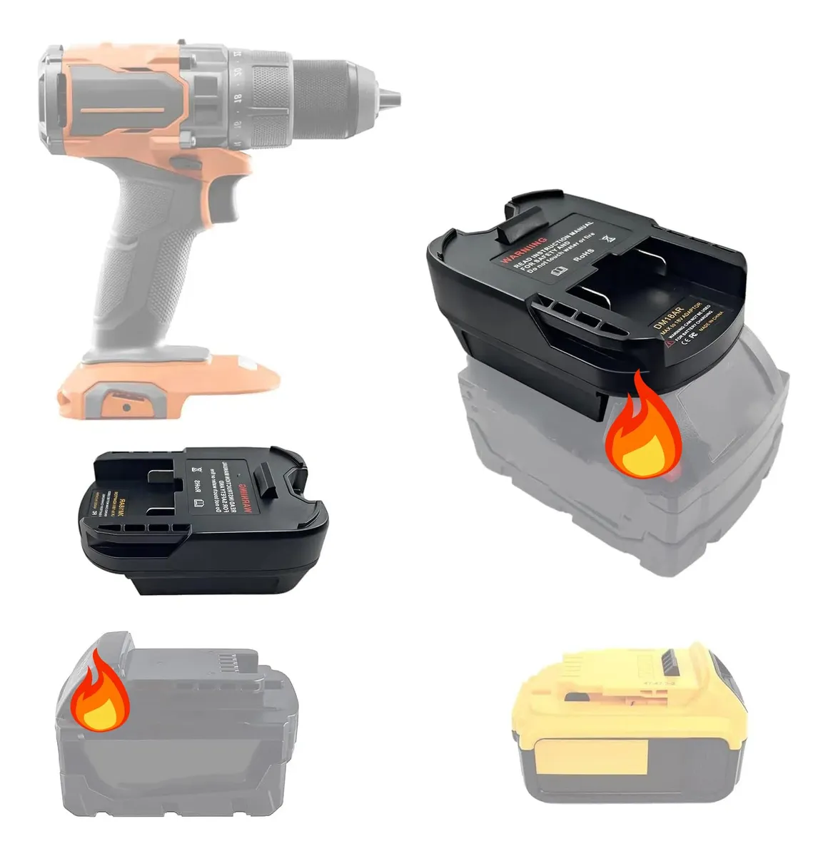 Adaptador de Batería DEWALT 20V y 18V a Herramientas RIDGID 18V - Conexión Versátil para Taladros y Sierras Inalámbricas