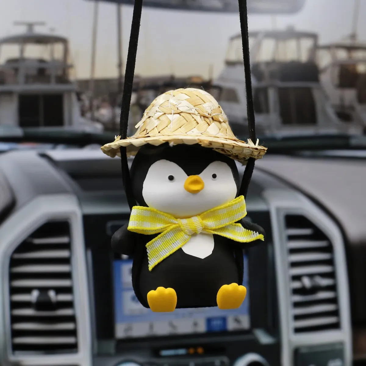 Colgante Oscilante de Pingüino para Espejo Retrovisor de Coche | Decoración Interior Divertida y Adorable para Vehículos | Regalo Original para Amantes de los Animales