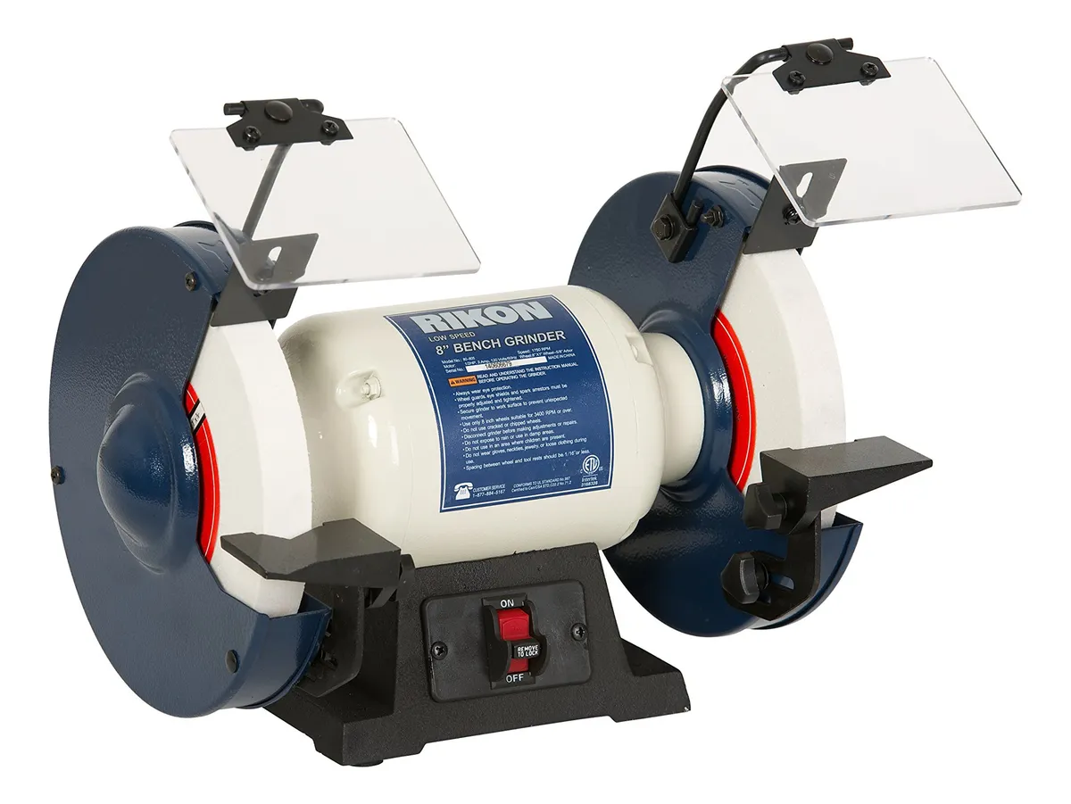 Molinillo de Banco de Velocidad Lenta 8 Pulgadas | Herramienta Multi-Uso Profesional para Taller | Bajo Ruido y Vibración | Precisión y Control para Metales y Madera