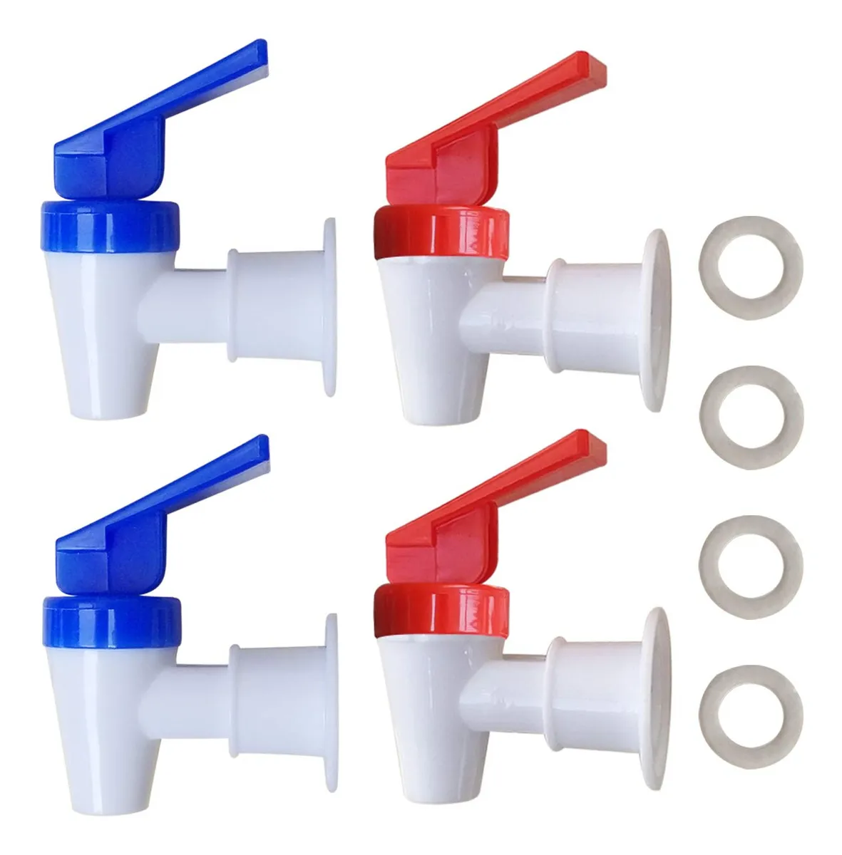 Juego de 2 Grifos Dispensadores de Agua Manuales Azules y Rojos para Garrafones y Botellas - Fácil Instalación y Uso Continuo