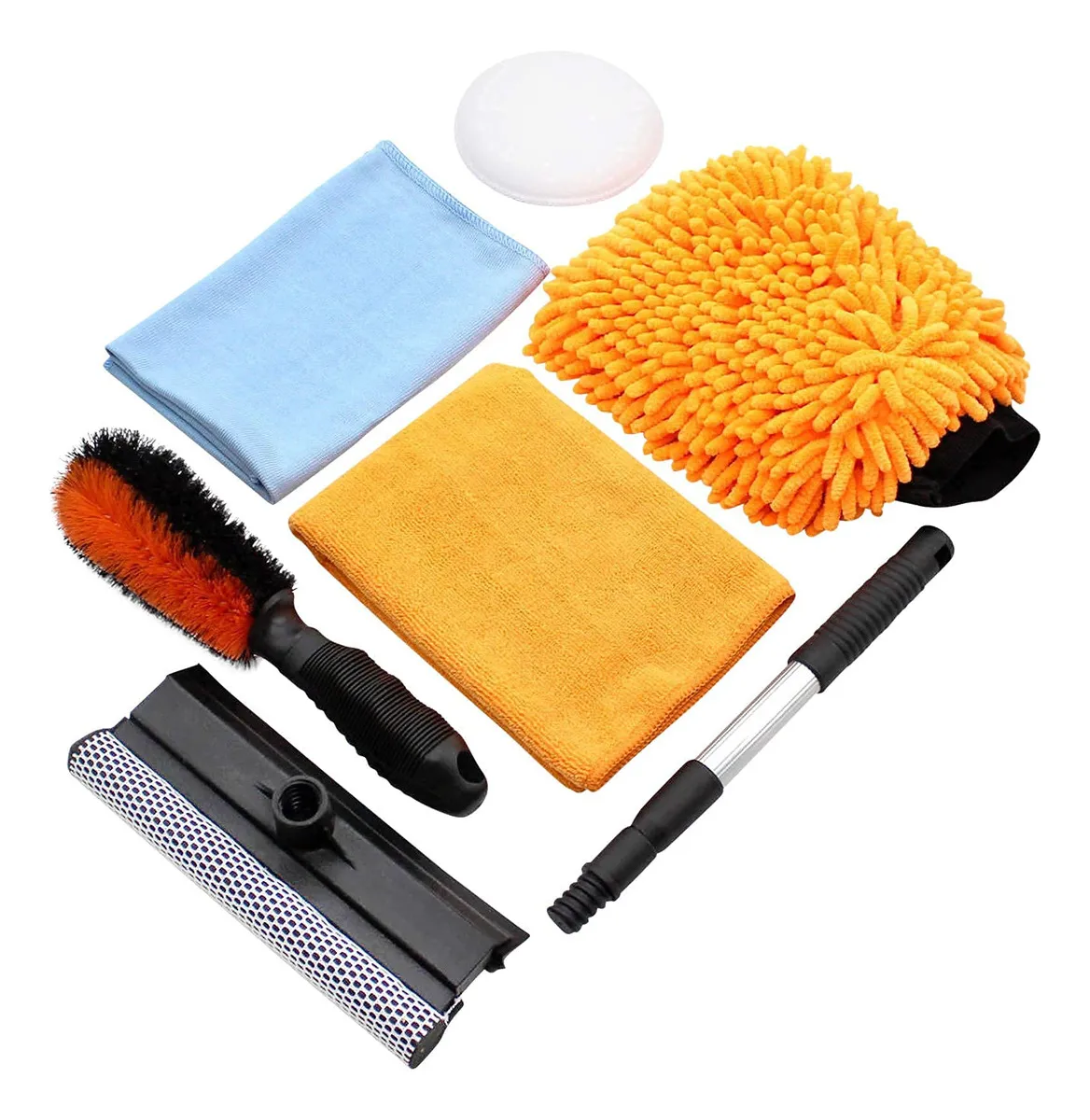 Kit Completo de Lavado de Coche con 6 Herramientas Esenciales para Limpieza Profunda - Incluye Cepillo, Esponjas y Paños de Microfibra | Accesorios para Detallado Automotriz Profesional en Casa
