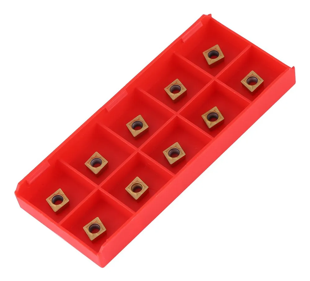 10 Piezas Insertos de Puntas de Carburo para Torneado Metálico Dorado | Herramienta de Corte Duradera para Metalurgia