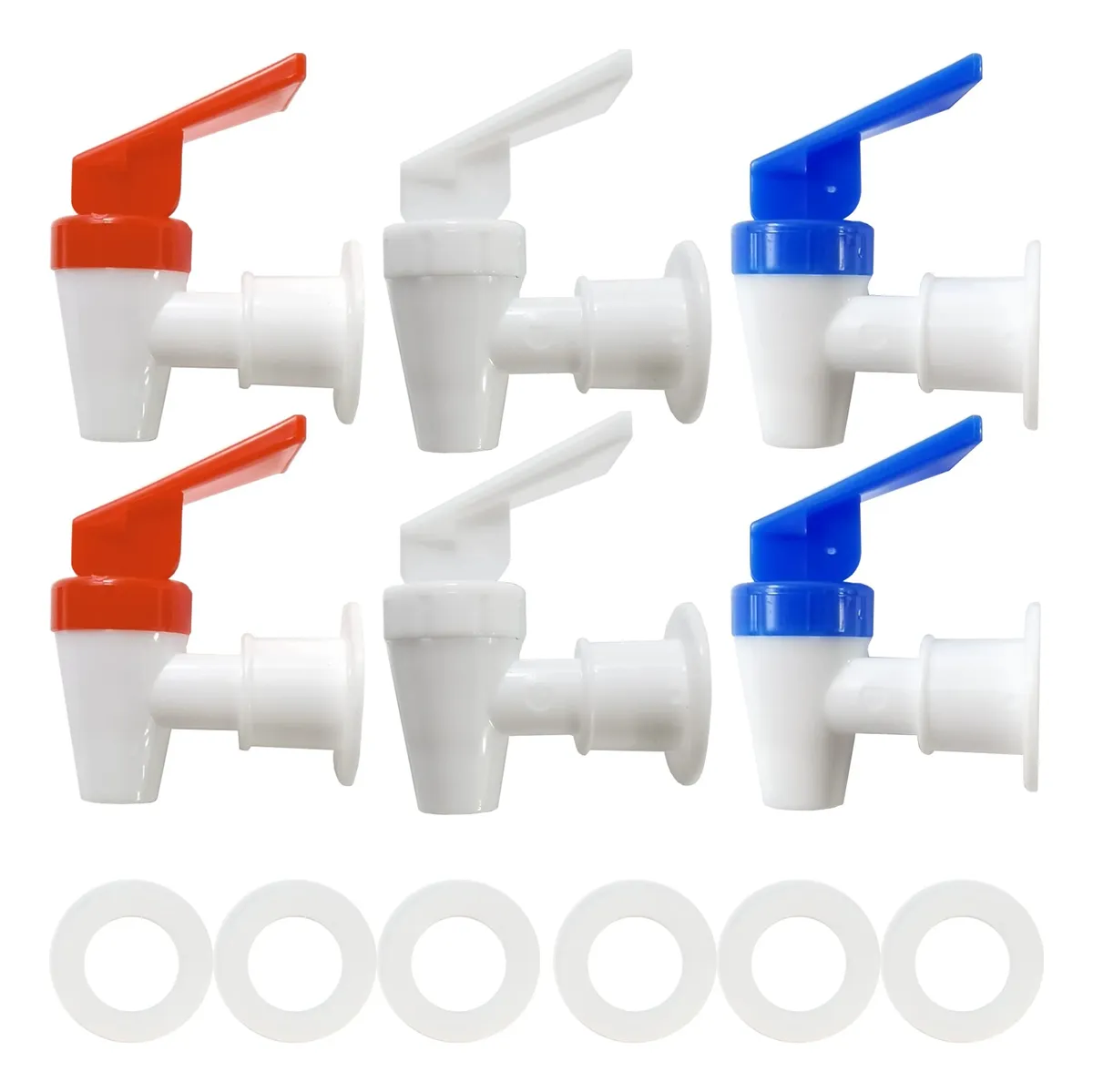 Pack 6 Grifos Enfriadores Repuesto Plástico Colores Blanco Rojo Azul Ideal Dispensadores Bebidas