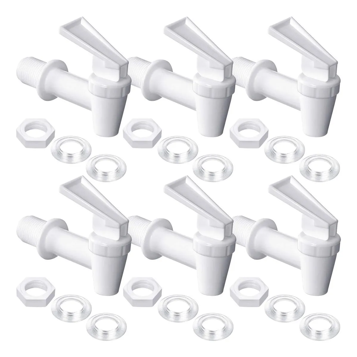 Juego 6 Grifos Repuesto Dispensador Agua Potable Blanco Universal | Válvula Llave Salida Fácil Instalación | Ideal Hogar Oficina