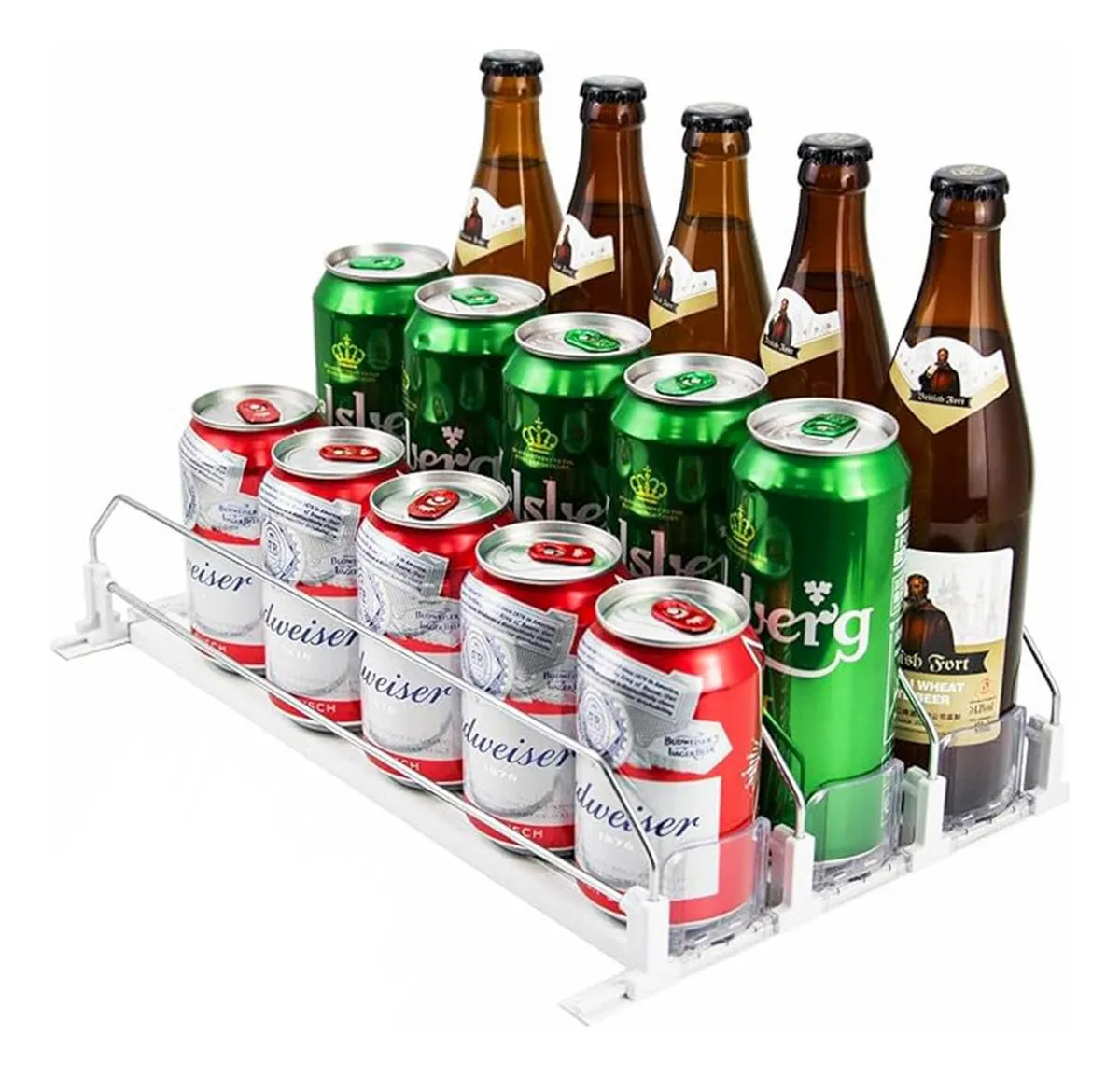 Dispensador Organizador Blanco para Latas de Refrigerador | Ahorra Espacio y Mantén tu Nevera Ordenada | Diseño Moderno y Funcional