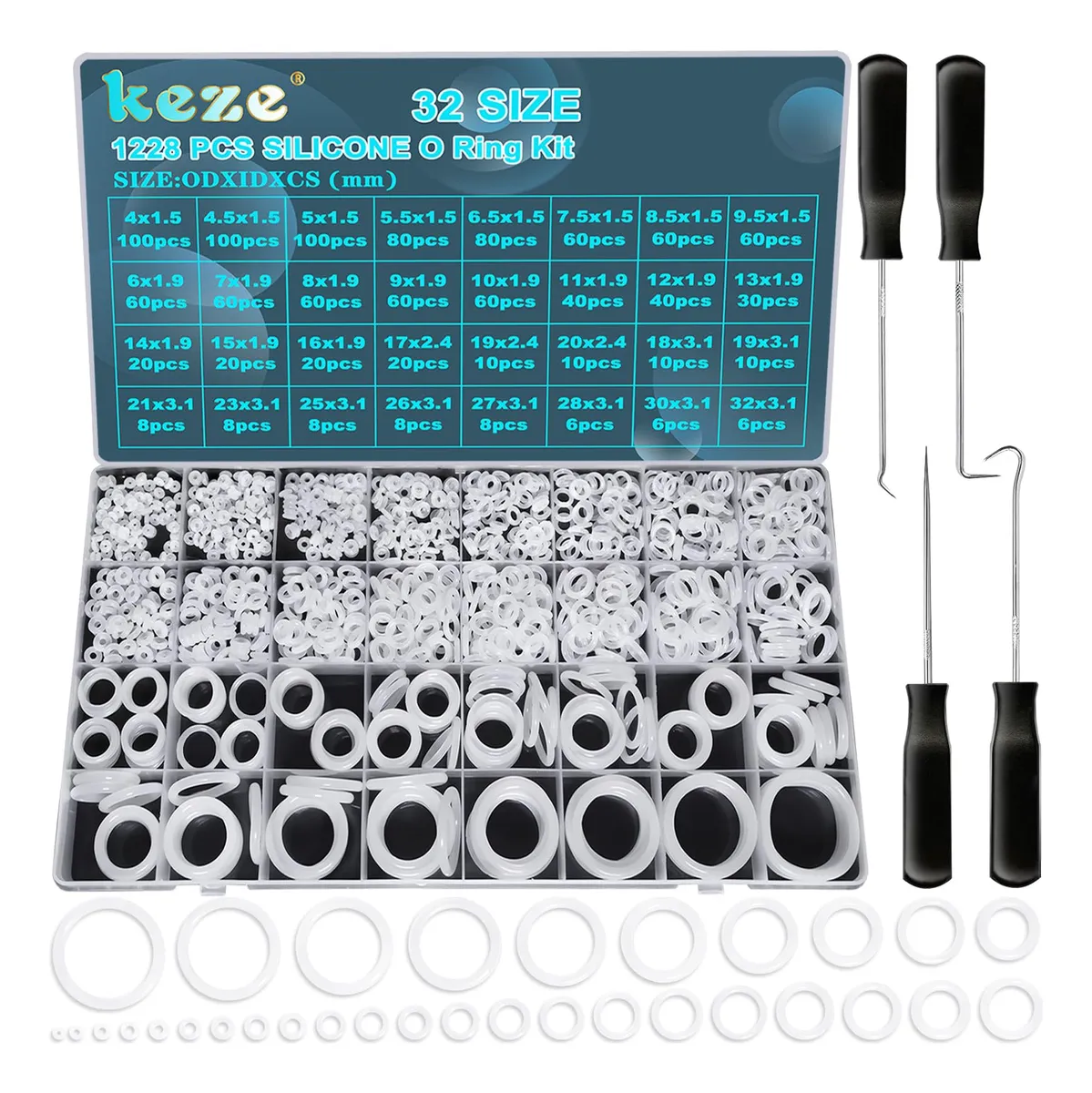 Kit Completo de 1228 Anillos Tóricos O-Ring para Reparación y Sellado Profesional | Amplia Variedad de Tamaños para Todas tus Necesidades | Material Duradero y Resistente
