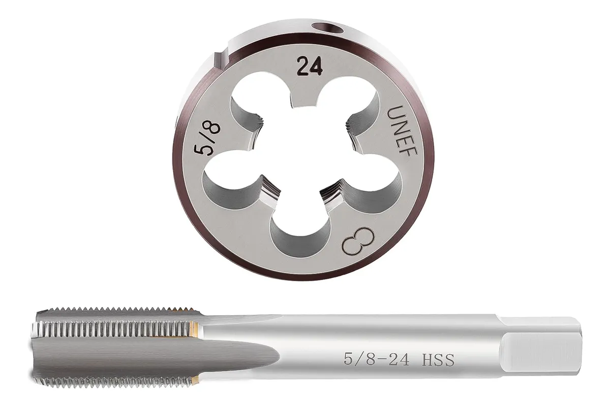 Juego de Grifos y Matrices HSS 5/8 x 24 para Mano Derecha: Precisión y Durabilidad para Roscar y Taladrar Metales con Acabado Profesional