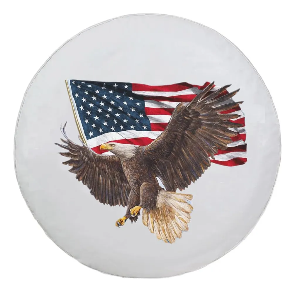 Funda de Repuesto para Llantas Color Blanco con Bandera de Estados Unidos - Estilo Patriótico y Protección Duradera