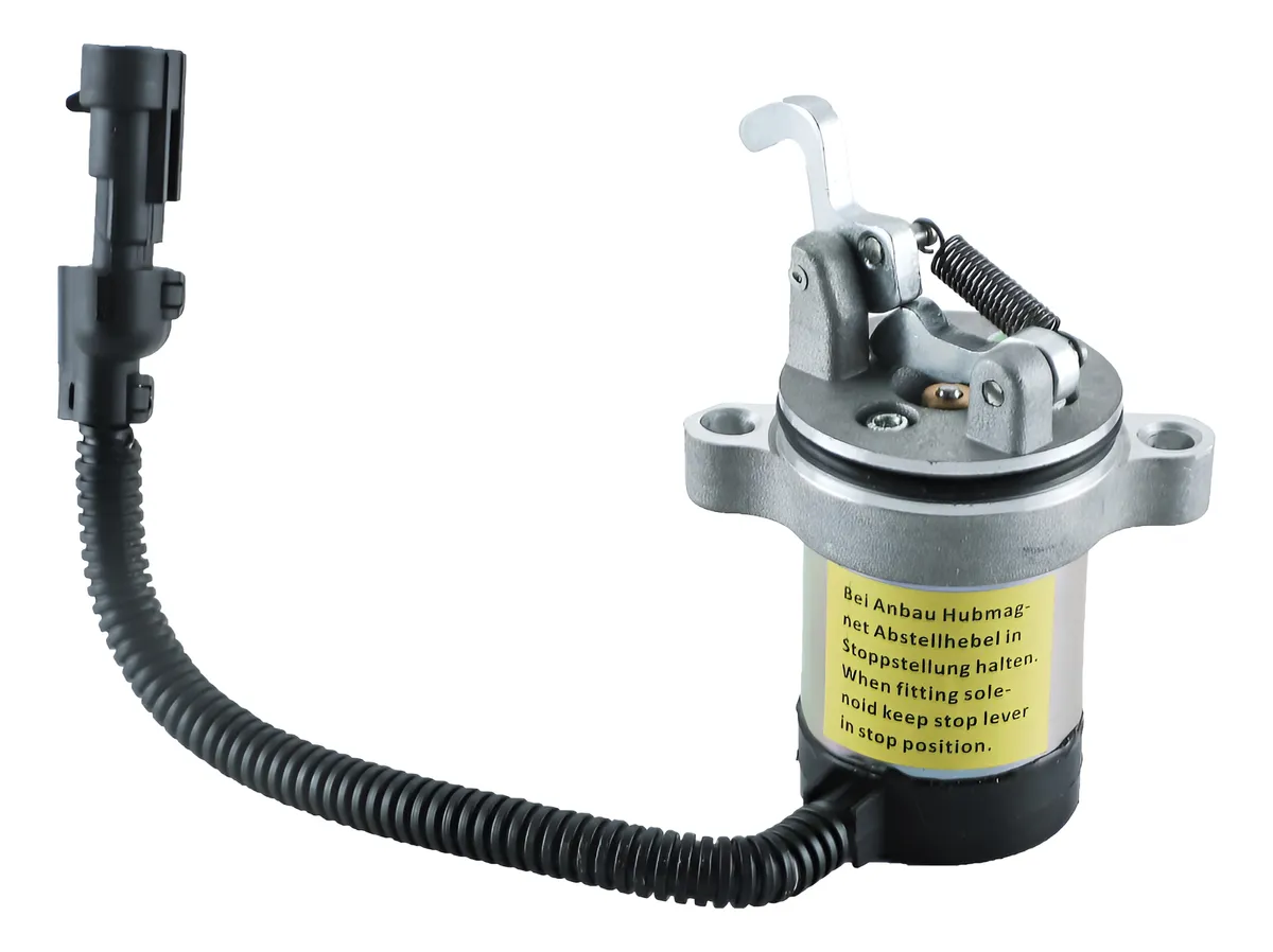 Solenoide de Apagado de Combustible para Motores Deutz y Bobcat | Control Fiable de Parada | Repuesto Esencial para Maquinaria Pesada