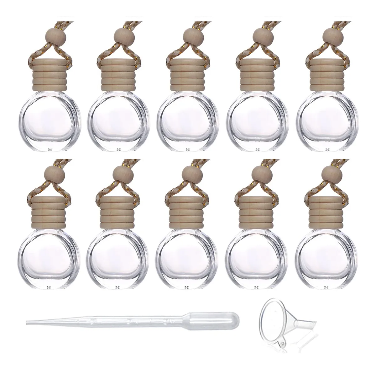 Difusor de Aceite Esencial Colgante para Coche en Vidrio Transparente Vacío - Aromaterapia Portátil y Decoración Elegante para Vehículos