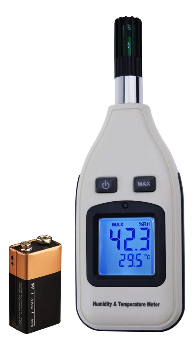 Medidor Digital Portátil de Humedad y Temperatura con Pantalla LCD - Precisión Profesional para Interiores y Exteriores - Lecturas Inmediatas