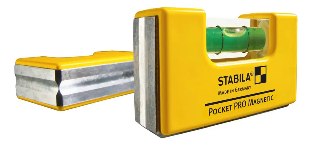 Nivel de Bolsillo Magnético Profesional con Funda Amarilla Resistente y Precisa para Carpintería y Construcción | Nivel de Precisión Fácil de Transportar