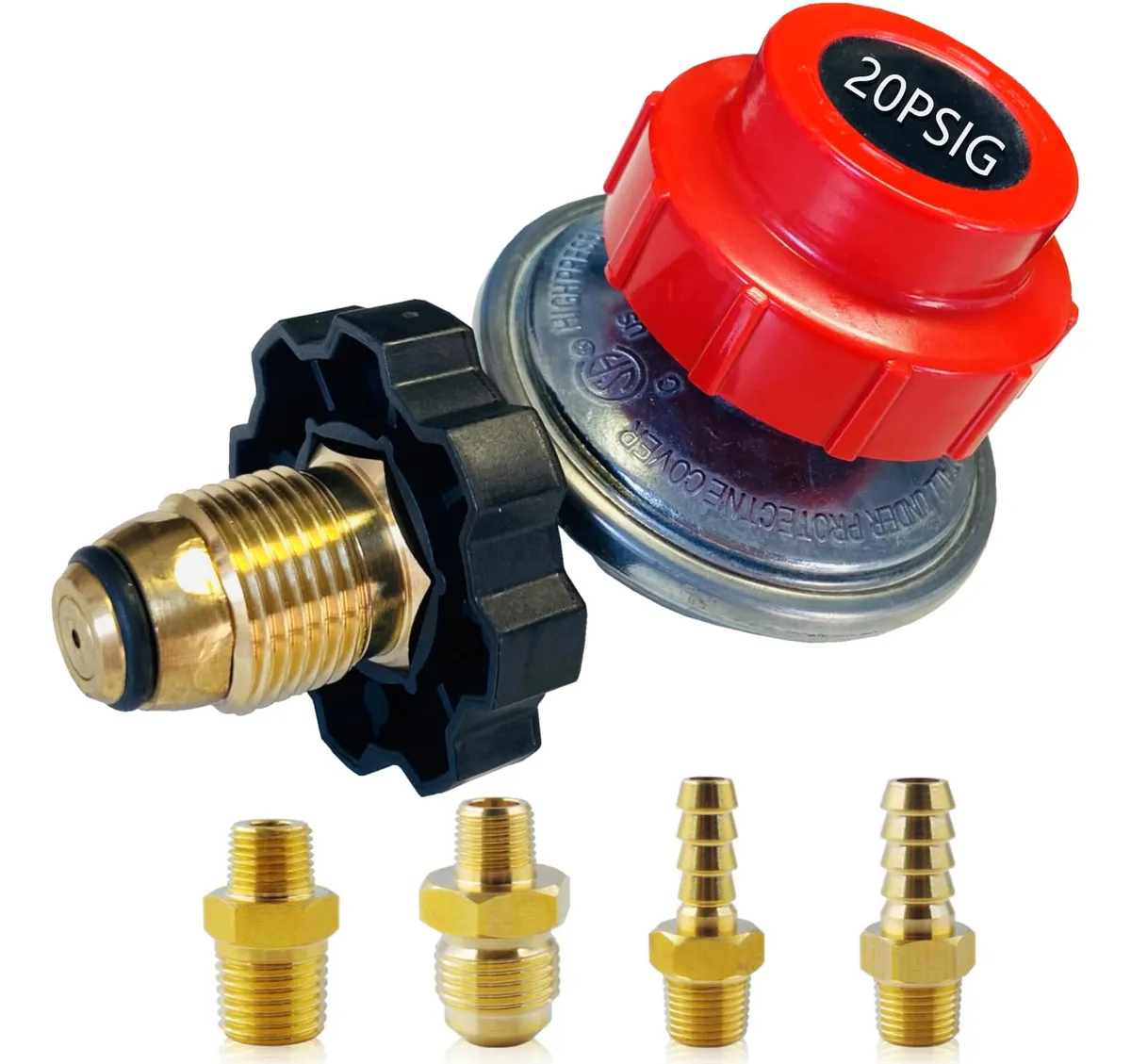 Regulador de Propano Ajustable Alta Presión 0-20 PSI con Conexión 1/4 NPT - Control Preciso de Flujo para Barbacoas, Calentadores y Sistemas de Gas