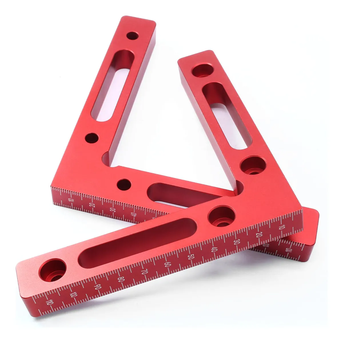 2 Piezas Escuadras de Posicionamiento 90 Grados Rojas para Carpintería y Ensamblaje - Herramienta Precisa para Proyectos de Madera