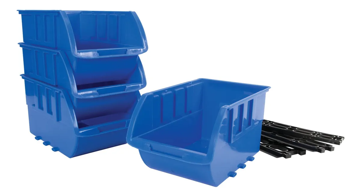 Rack de Almacenamiento Superior 15 Contenedores Grandes Azul - Solución Organizada para Hogar y Taller | Estantería Resistente y Versátil para Herramientas, Juguetes y Más