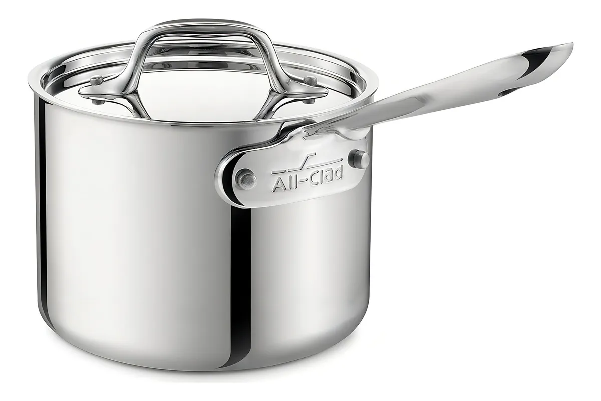 Cacerola Acero Inoxidable All-clad 1.5 Litros con Tapa Inducción - Cocina Profesional Duradera y Eficiente