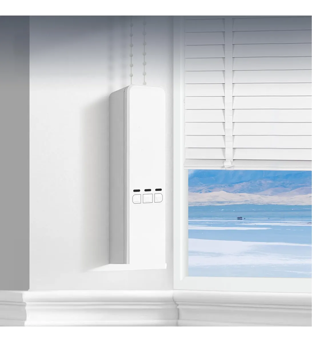 Abridor de Cortina Inteligente Automático Bluetooth Control Blanco | Automatiza tu Hogar | Fácil Instalación | Compatible con Persianas | Ideal para Interiores Modernos