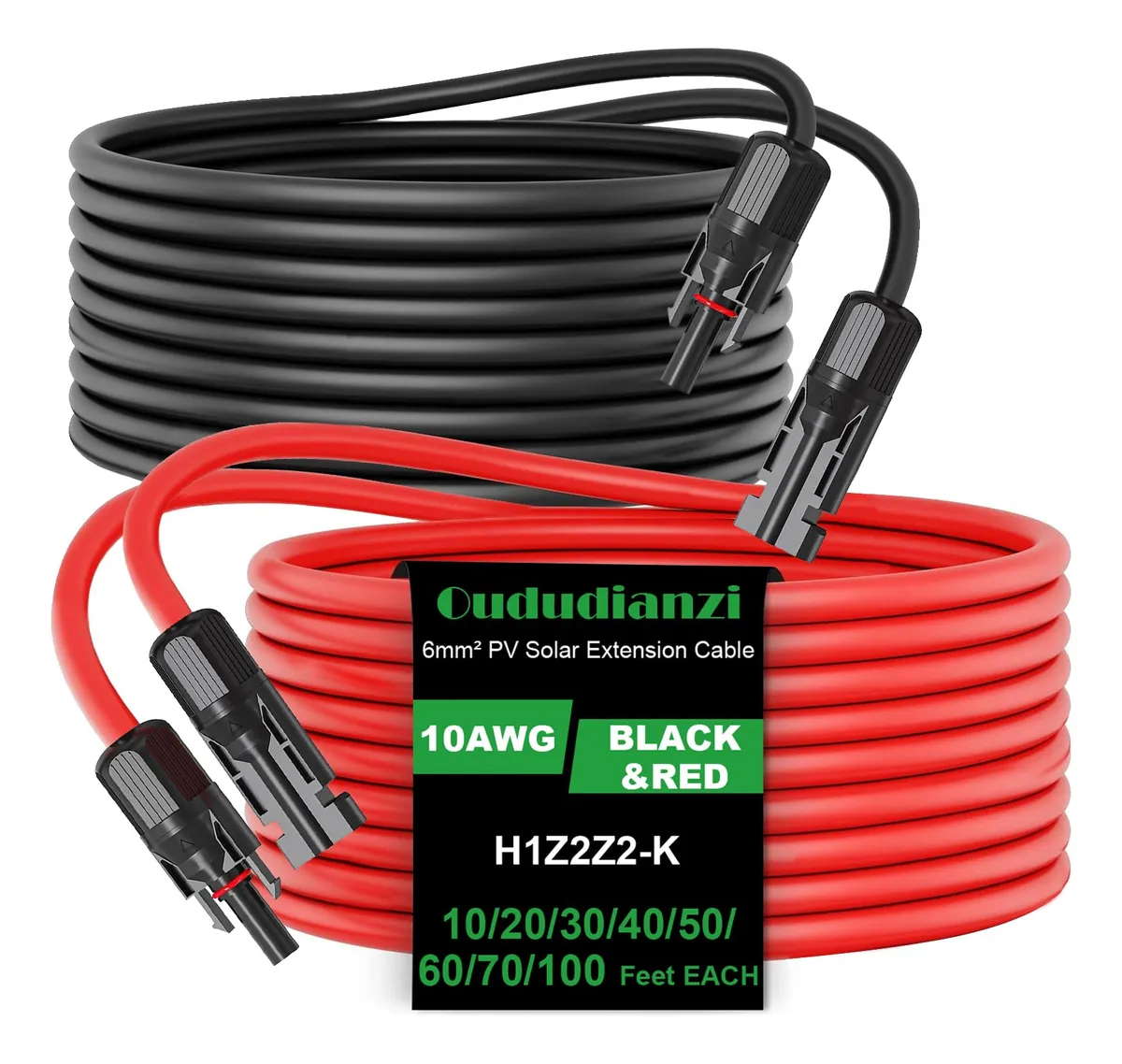 Cable de Extensión Solar 30 Pies 10AWG para Panel Solar - Cubierta Resistente y Duradera para Sistemas Fotovoltaicos