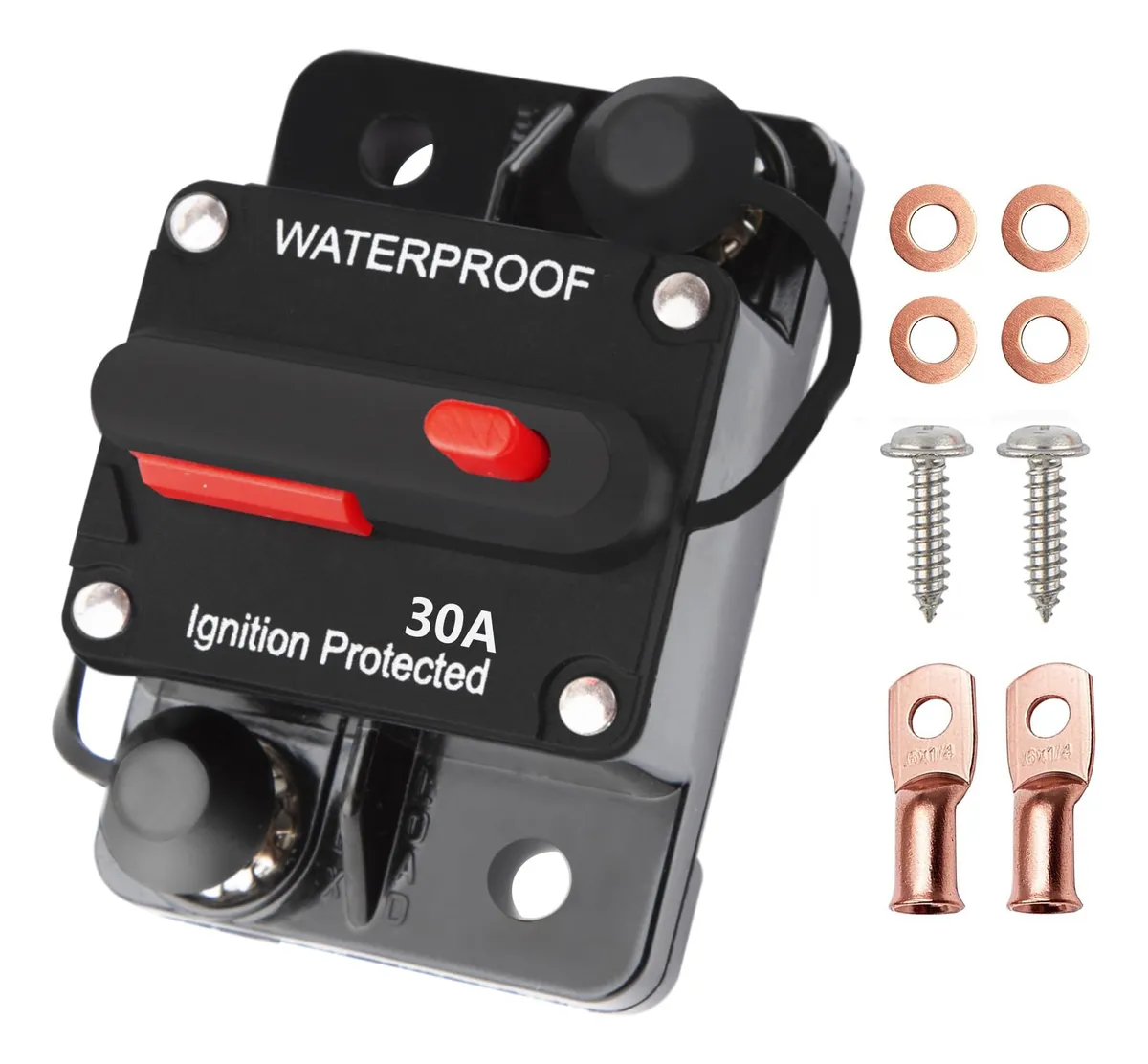 Interruptor De Circuito 30 Amperios Impermeable Para Coche Automotriz Eléctrico Protección Sobrecorriente Resistente al Agua