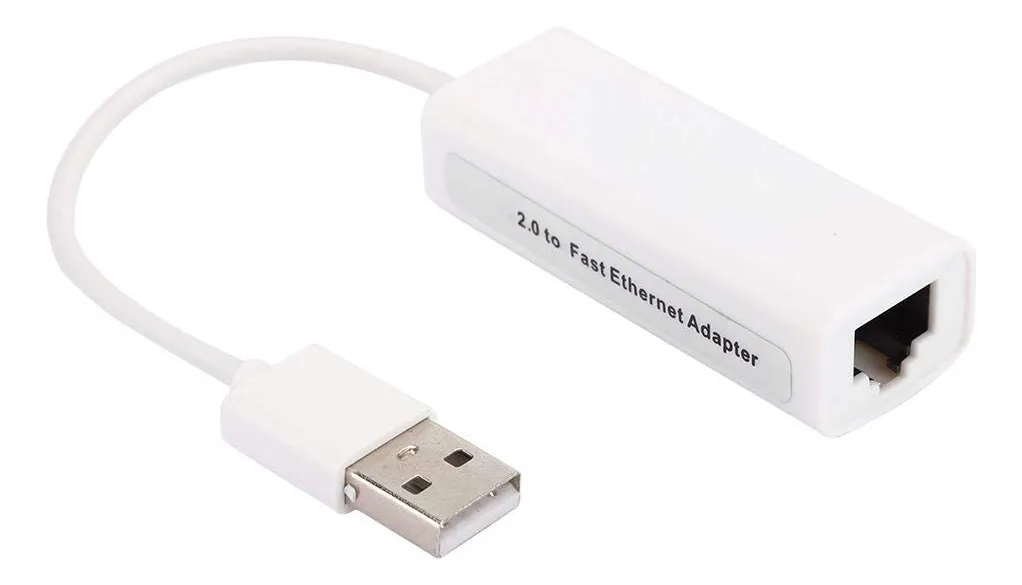 Adaptador USB 2.0 a Ethernet RJ45 para Tarjeta de Red Cableada Estable y Rápida | Conexión LAN Sólida | Color Neutro