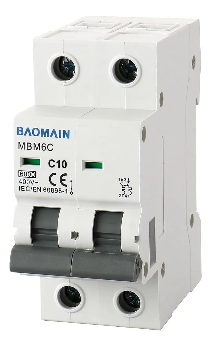 Disyuntor Miniatura DZ47-63 2 Polos AC 230V 10A - Protección Eléctrica Fiable para Hogares y Negocios | Interruptor Automático de Seguridad
