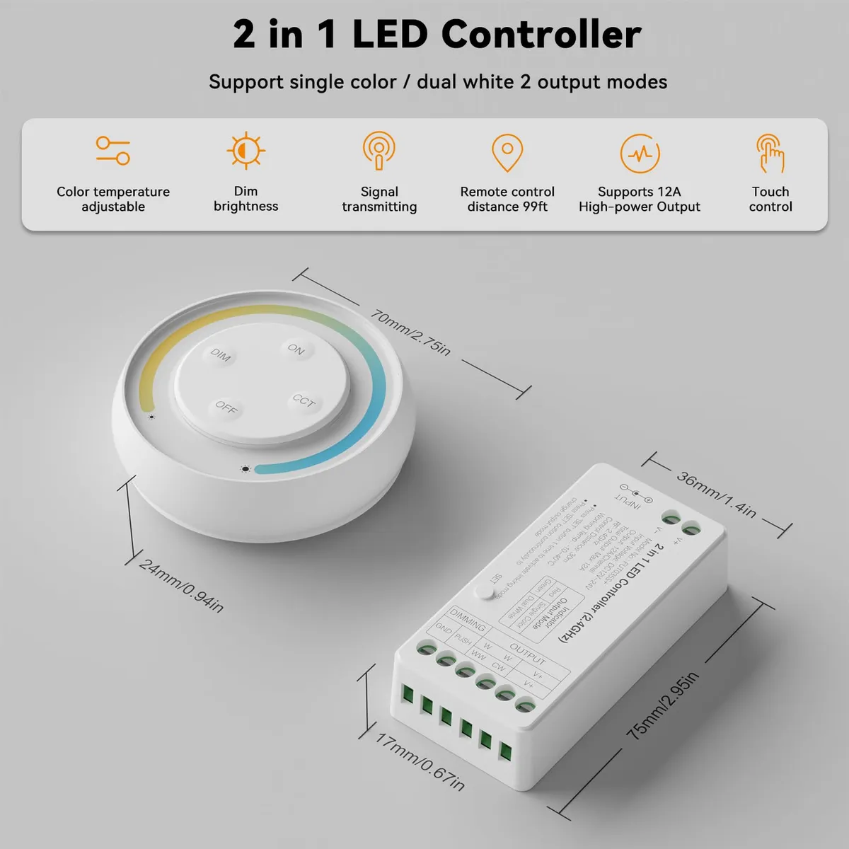 Kit Driver LED CCT con Control Remoto Inalámbrico 2 en 1: Iluminación ...