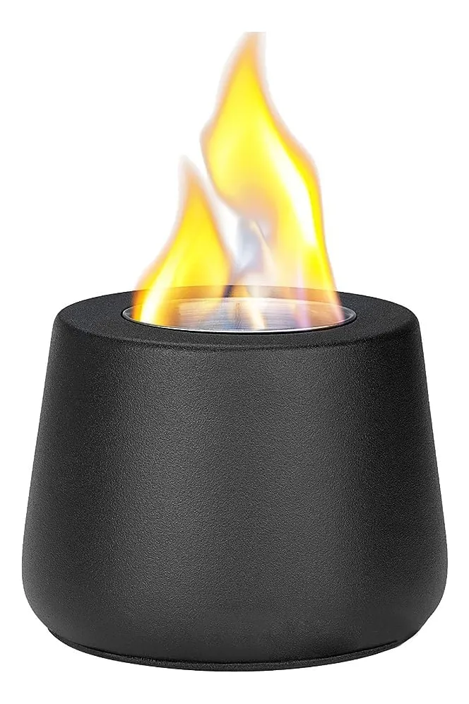 Mini Mesa Portátil de Etanol para Chimenea de Metal Negro - Balcón y Espacios Reducidos | Diseño Compacto y Elegante