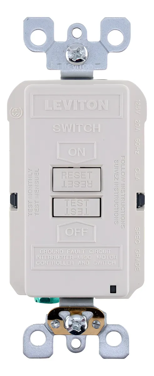 Interruptor GFCI Autoprueba Blanco con Luz LED Indicadora de Color - Protección Eléctrica Avanzada para Hogar y Oficina