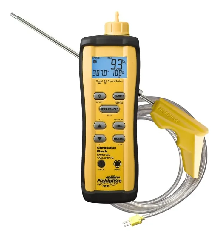 Comprobador de Combustión SOX3 Profesional con Estuche Rígido para Análisis Preciso de Gases, Incluye Accesorios Esenciales, Color Negro/Gris